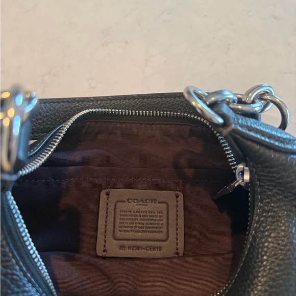 Coach Pebbled Black Leather Shoulder Bag | Peyton Bag - Picture 4 of 4